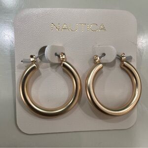 Nautica Classic Gold Tone Hoop Earrings